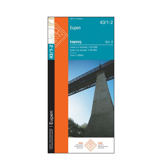 Carte topographique n° 43/1-2 - Eupen | NGI topo 25 carte de randonnée IGN Belgique 