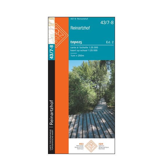Carte topographique n° 43/7-8 - Reinartzhof (Belgique) | NGI topo 25 carte de randonnée IGN Belgique 