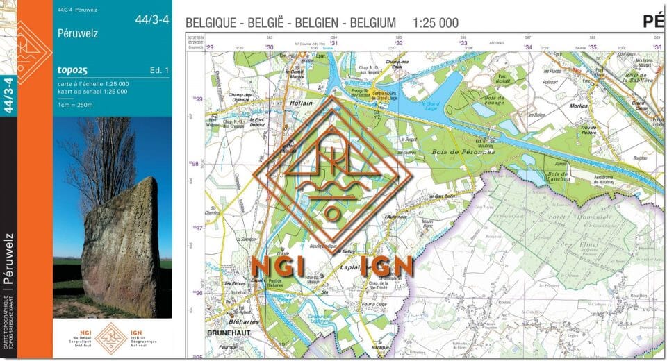 Carte topographique n° 44/3-4 - Péruwelz (Belgique) | NGI topo 25 carte de randonnée IGN Belgique 