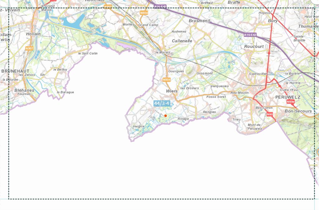 Carte topographique n° 44/3-4 - Péruwelz (Belgique) | NGI topo 25 carte de randonnée IGN Belgique 