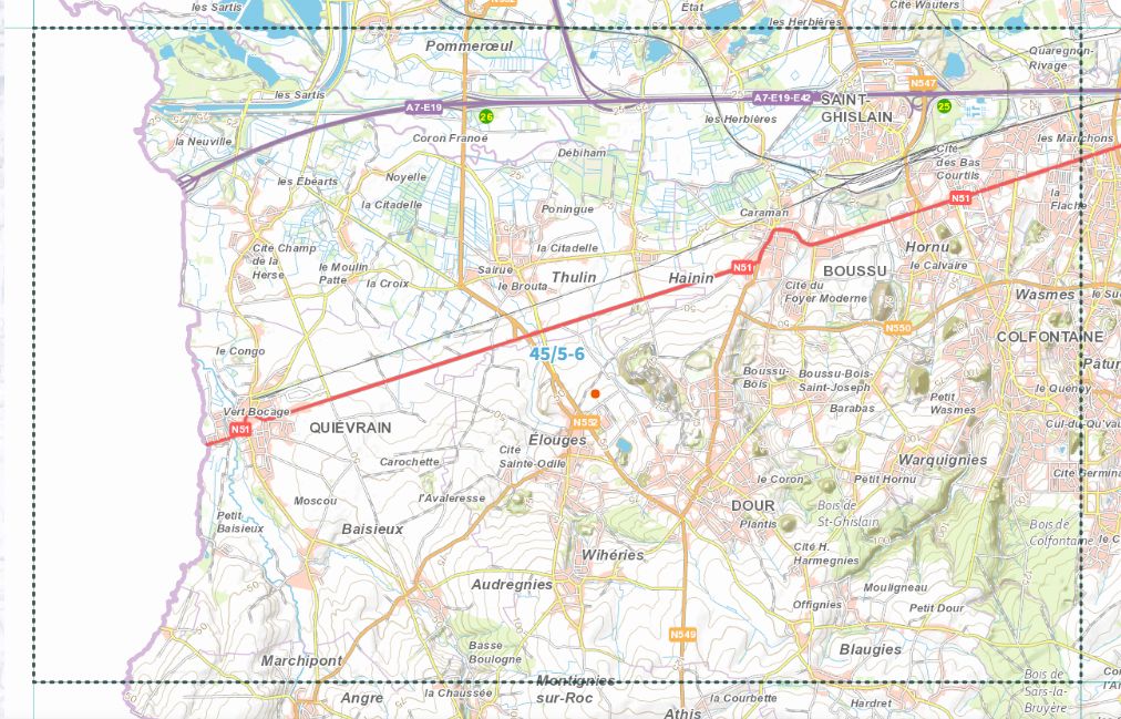 Carte topographique n° 45/5-6 - Boussu (Belgique) | NGI topo 25 carte de randonnée IGN Belgique 