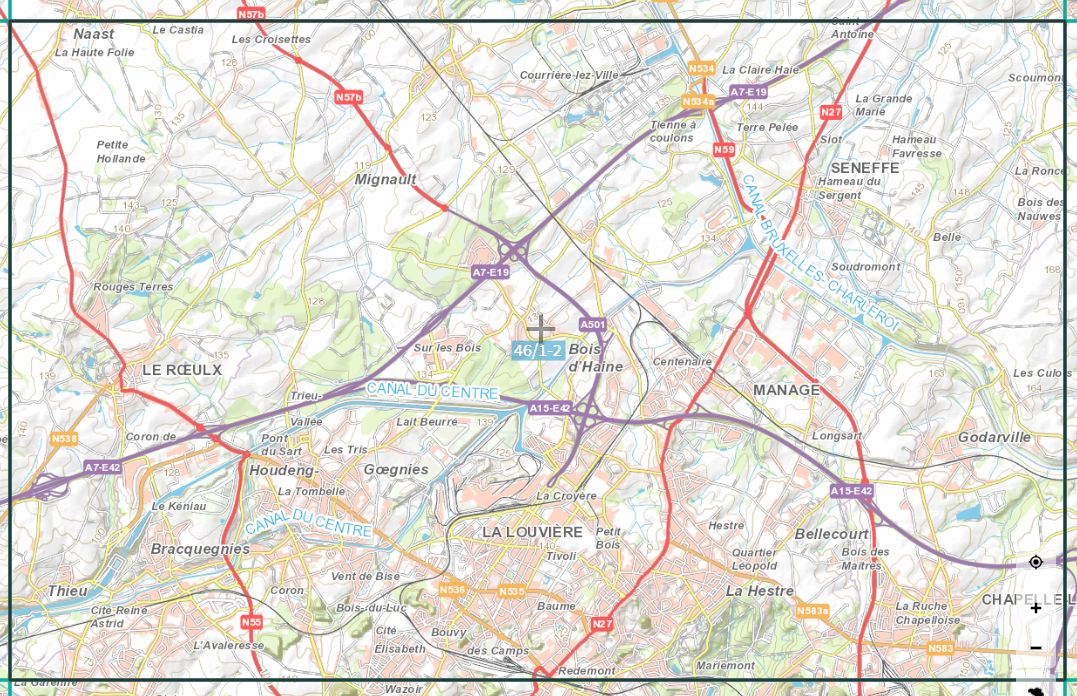 Carte topographique n° 46/1-2 - La Louvière (Belgique) | NGI topo 25 carte de randonnée IGN Belgique 