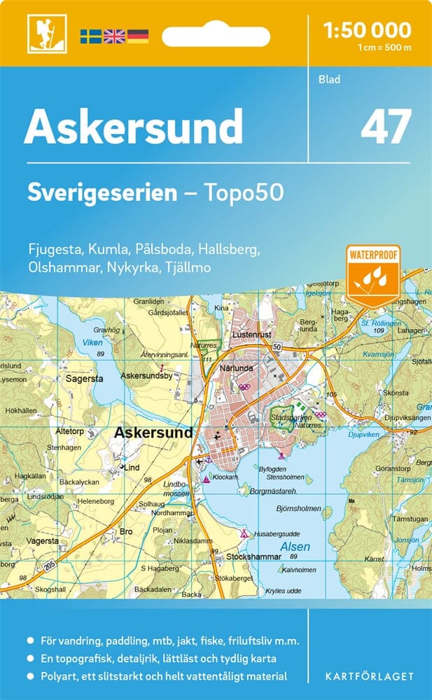 Carte topographique n° 47 - Askersund (Suède) | Norstedts - Sverigeserien carte de randonnée Norstedts