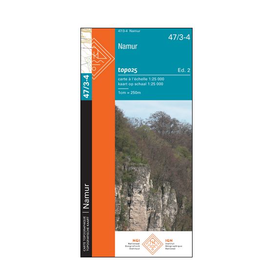 Carte topographique n° 47/3-4 - Namur (Belgique) | NGI topo 25 carte de randonnée IGN Belgique 