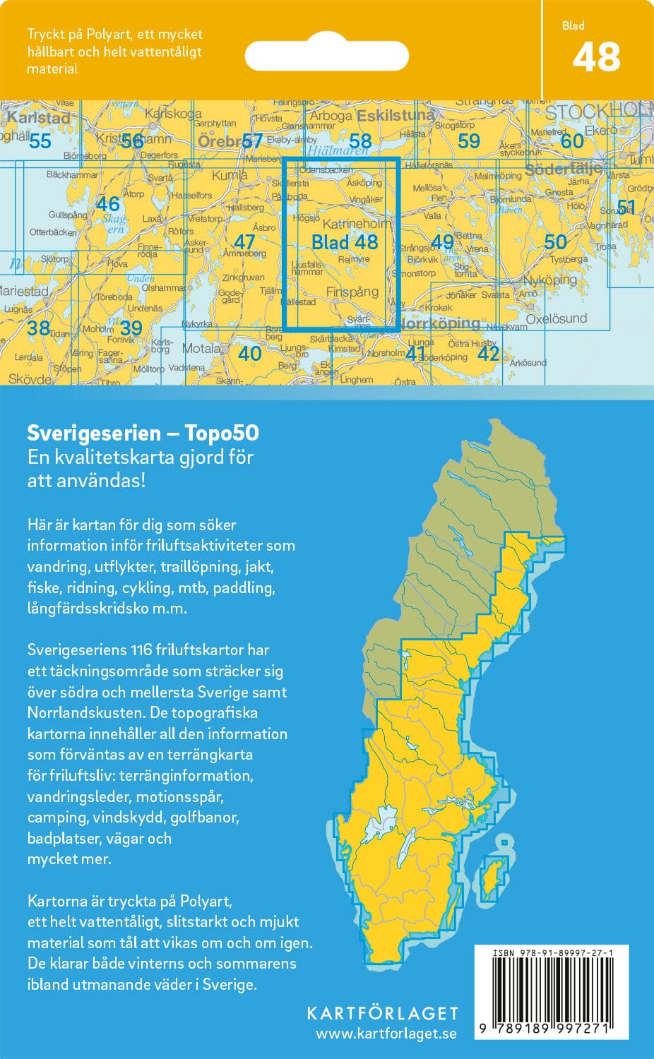Carte topographique n° 48 - Finspång (Suède) | Norstedts - Sverigeserien carte de randonnée Norstedts