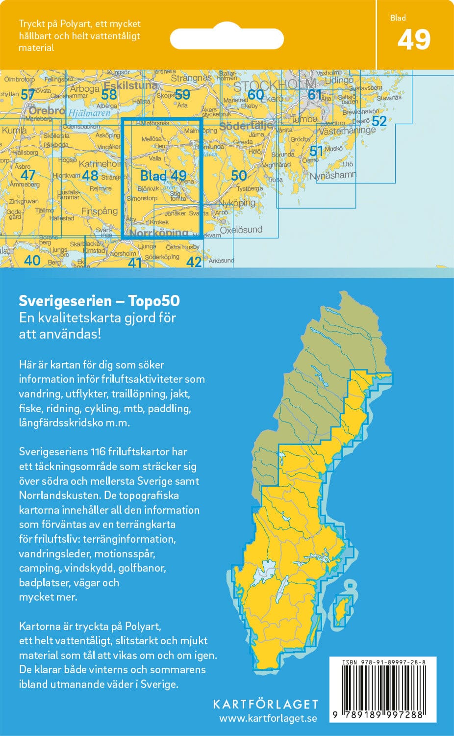 Carte topographique n° 49 - Katrineholm (Suède) | Norstedts - Sverigeserien carte de randonnée Norstedts