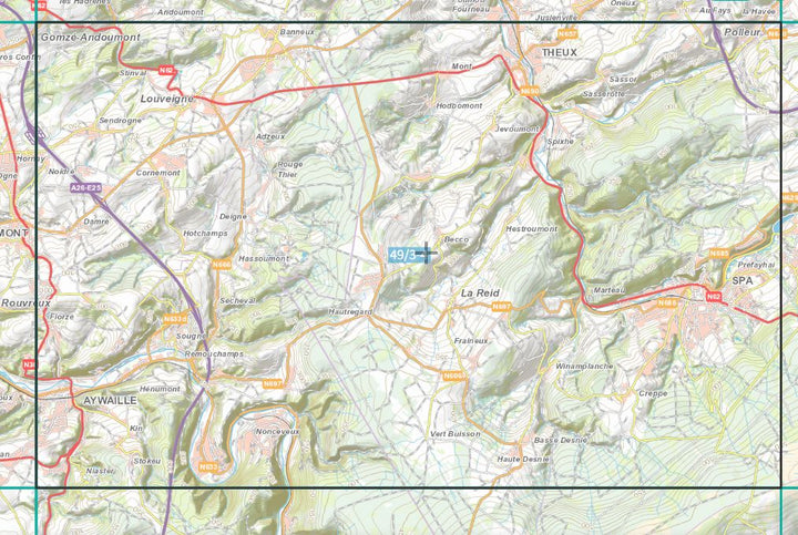 Carte topographique n° 49/3-4 - Spa (Belgique) | NGI topo 25 carte de randonnée IGN Belgique 