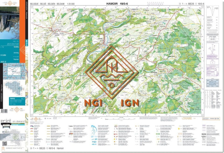 Carte topographique n° 49/5-6 - Hamoir (Belgique) | NGI topo 25 carte de randonnée IGN Belgique 