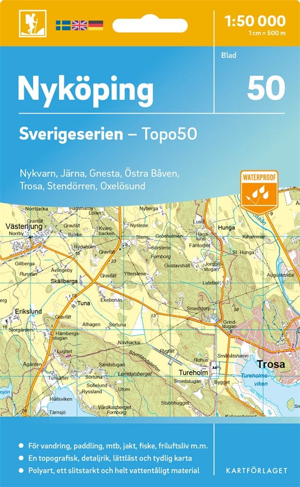 Carte topographique n° 50 - Nyköping (Suède) | Norstedts - Sverigeserien carte de randonnée Norstedts