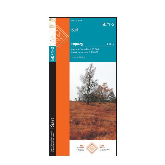 Carte topographique n° 50/1-2 - Sart (Belgique) | NGI topo 25 carte de randonnée IGN Belgique 