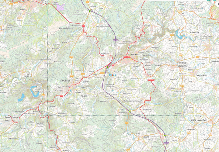 Carte topographique n° 50/5-6 - Malmedy (Belgique) | NGI topo 25 carte de randonnée IGN Belgique 