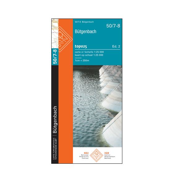 Carte topographique n° 50/7-8 - Bütgenbach (Belgique) | NGI topo 25 carte de randonnée IGN Belgique 