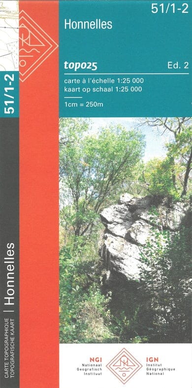 Carte topographique n° 51/1-2 - Honnelles (Belgique) | NGI topo 25 carte de randonnée IGN Belgique