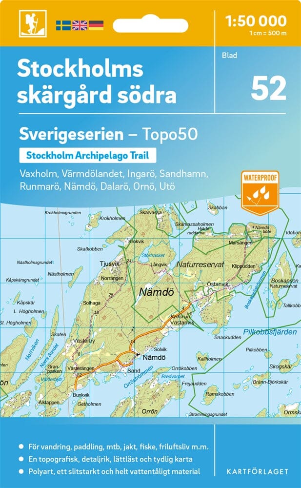 Carte topographique n° 52 - Stockholms skärgård södra (Suède) | Norstedts - Sverigeserien carte de randonnée Norstedts