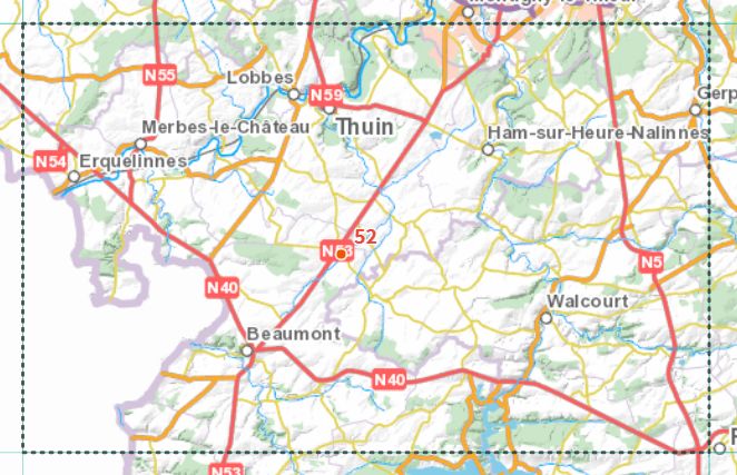 Carte topographique n° 52 - Thuin (Belgique) | NGI - 1/50 000 carte de randonnée IGN Belgique