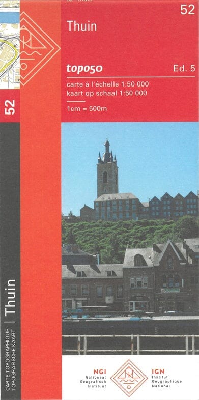 Carte topographique n° 52 - Thuin (Belgique) | NGI - 1/50 000 carte de randonnée IGN Belgique