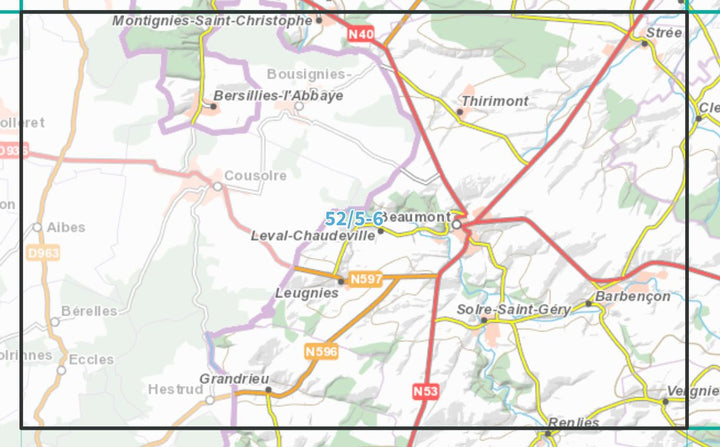 Carte topographique n° 52/5-6 - Beaumont (Belgique) | NGI topo 25 carte de randonnée IGN Belgique 