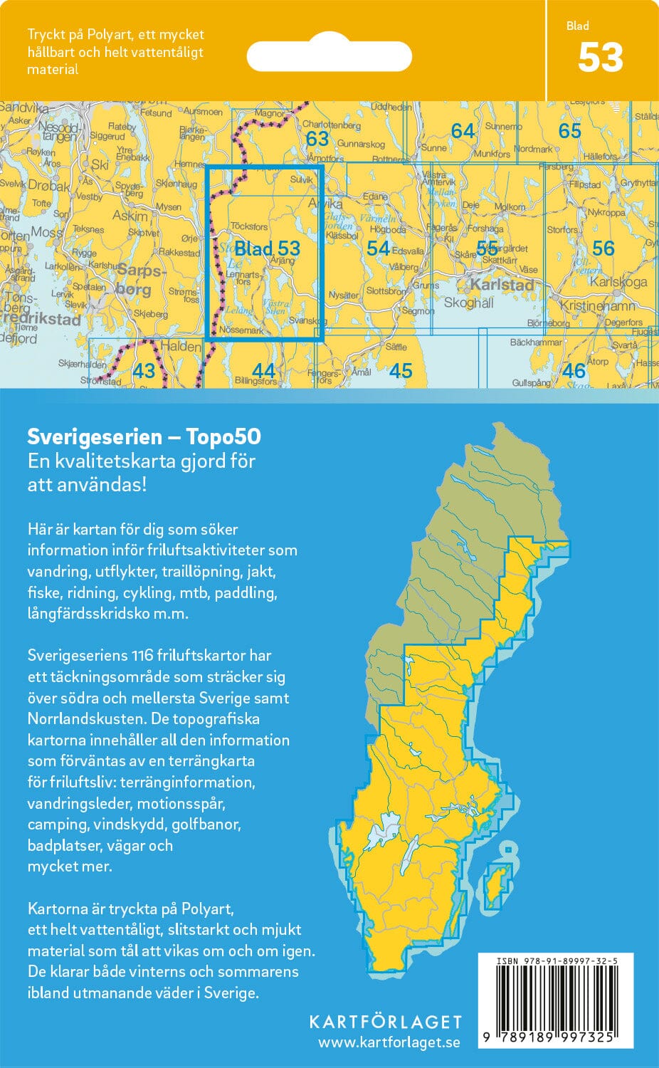 Carte topographique n° 53 - Årjäng (Suède) | Norstedts - Sverigeserien carte de randonnée Norstedts
