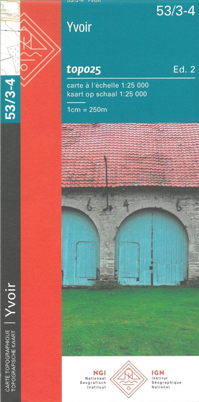 Carte topographique n° 53/3-4 - Yvoir (Belgique) | NGI topo 25 carte de randonnée IGN Belgique