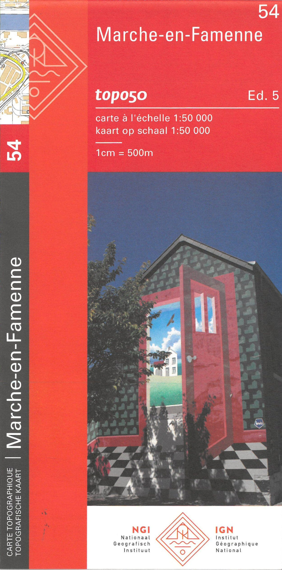 Carte topographique n° 54 - Marche-en-Famenne (Belgique) | NGI - 1/50 000 carte pliée IGN Belgique 