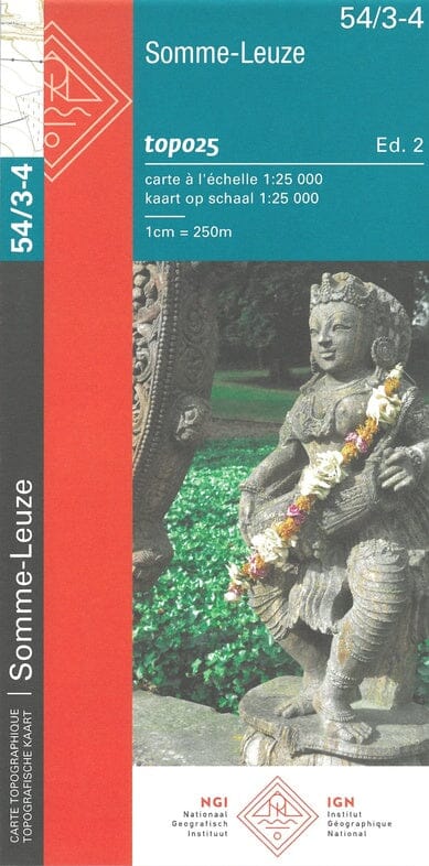 Carte topographique n° 54/3-4 - Somme-Leuze (Belgique) | NGI topo 25 carte de randonnée IGN Belgique