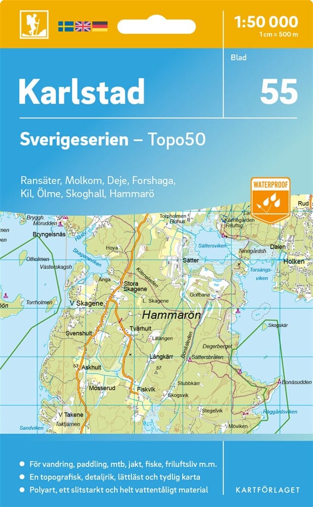 Carte topographique n° 55 - Karlstad (Suède) | Norstedts - Sverigeserien carte de randonnée Norstedts