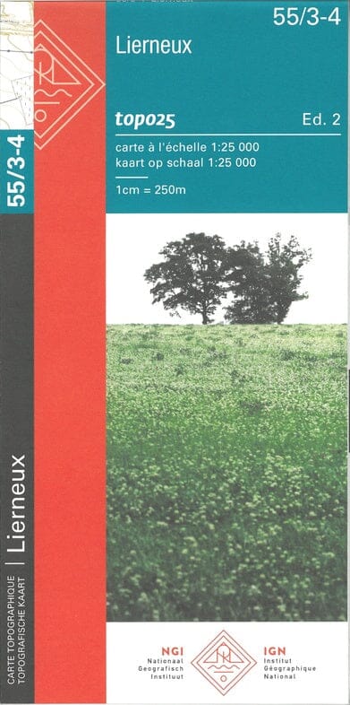 Carte topographique n° 55/3-4 - Lierneux (Belgique) | NGI topo 25 carte de randonnée IGN Belgique