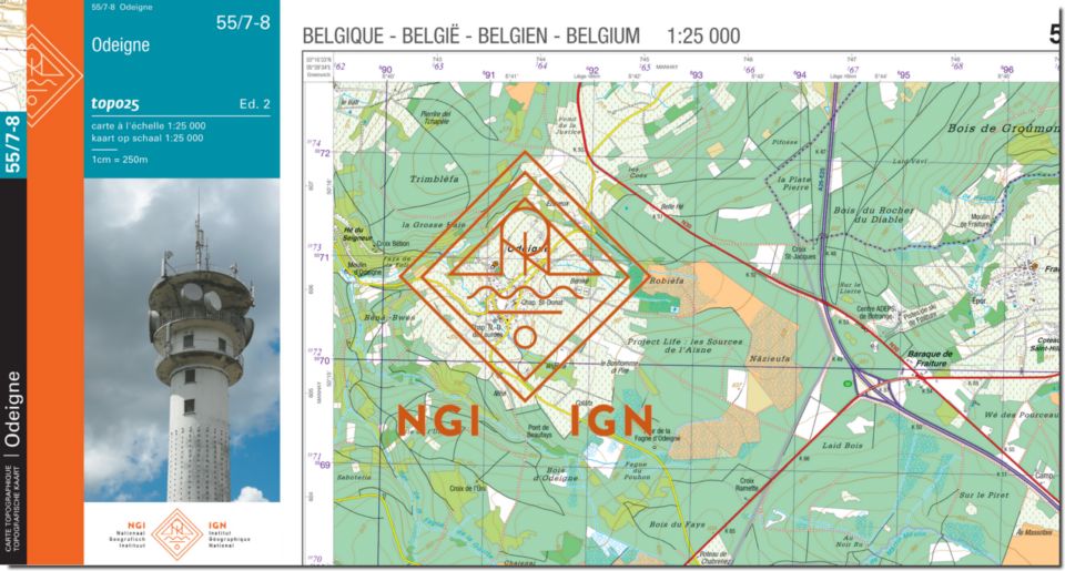 Carte topographique n° 55/7-8 - Odeigne (Belgique) | NGI topo 25 carte de randonnée IGN Belgique
