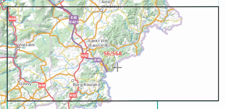 Carte topographique n° 56-56A - Sankt Vith (Belgique) | NGI - 1/50 000 carte de randonnée IGN Belgique