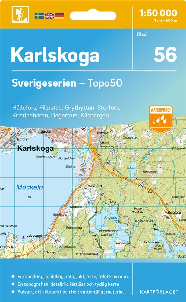 Carte topographique n° 56 - Karlskoga (Suède) | Norstedts - Sverigeserien carte de randonnée Norstedts