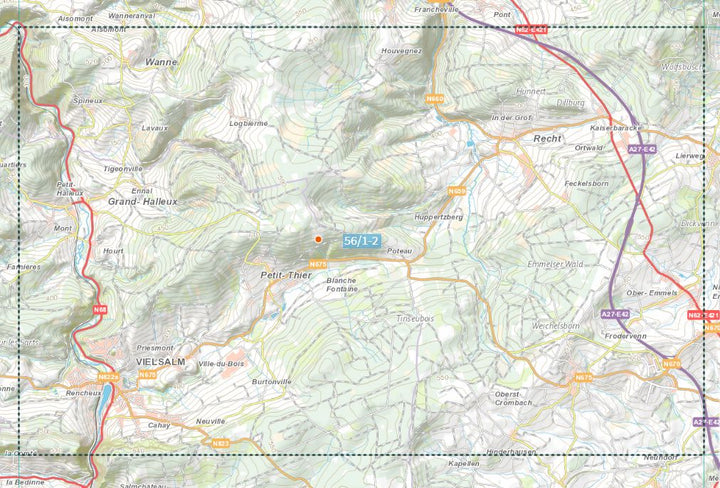 Carte topographique n° 56/1-2 - Vielsalm (Belgique) | NGI topo 25 carte de randonnée IGN Belgique 