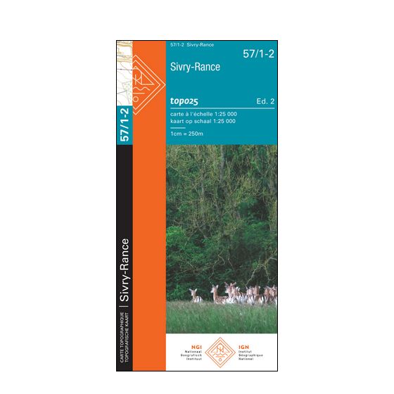 Carte topographique n° 57/1-2 - Sivry-Rance (Belgique) | NGI topo 25 carte de randonnée IGN Belgique 