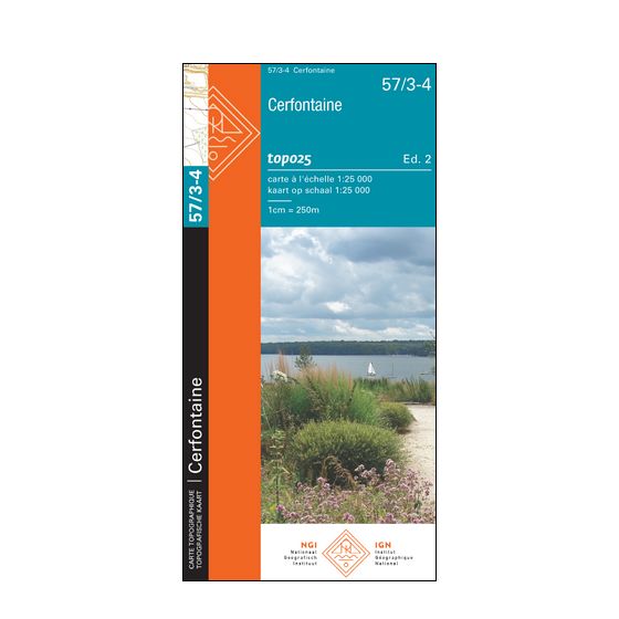 Carte topographique n° 57/3-4 - Cerfontaine (Belgique) | NGI topo 25 carte de randonnée IGN Belgique 