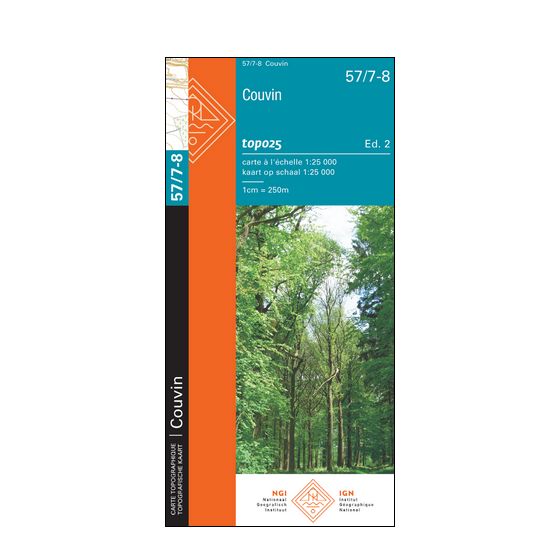 Carte topographique n° 57/7-8 - Couvin (Belgique) | NGI topo 25 carte de randonnée IGN Belgique 