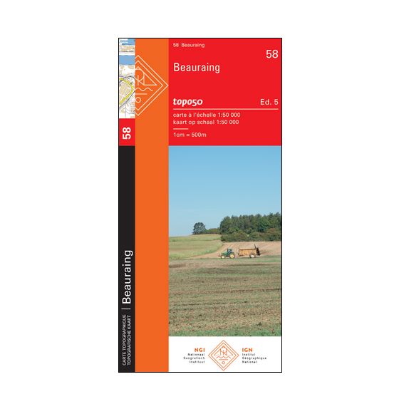 Carte topographique n° 58 - Beauraing (Belgique) | NGI - 1/50 000 carte de randonnée IGN Belgique