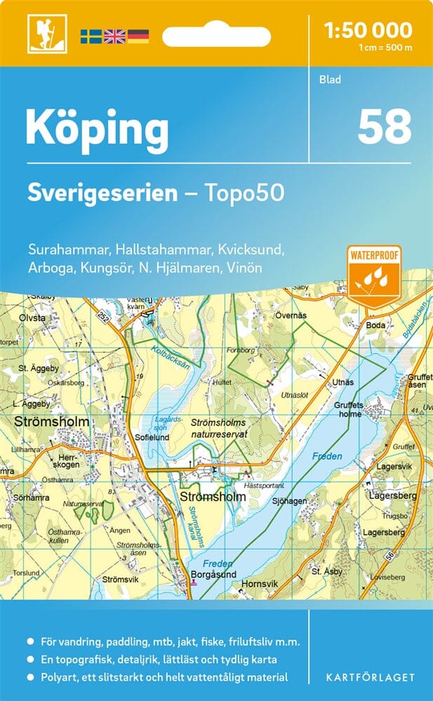 Carte topographique n° 58 - Köping (Suède) | Norstedts - Sverigeserien carte de randonnée Norstedts