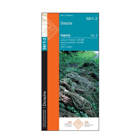 Carte topographique n° 58/1-2 - Doische (Belgique) | NGI topo 25 carte de randonnée IGN Belgique 