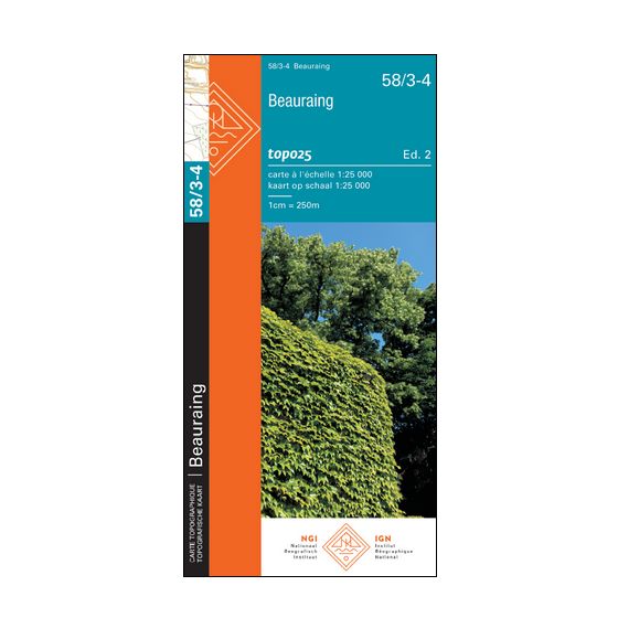Carte topographique n° 58/3-4 - Beauraing (Belgique) | NGI topo 25 carte de randonnée IGN Belgique 