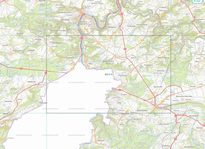Carte topographique n° 58/3-4 - Beauraing (Belgique) | NGI topo 25 carte de randonnée IGN Belgique 