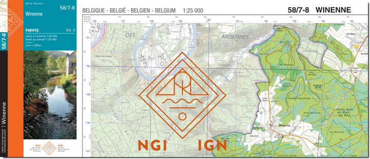 Carte topographique n° 58/7-8 - Winenne (Belgique) | NGI topo 25 carte de randonnée IGN Belgique 