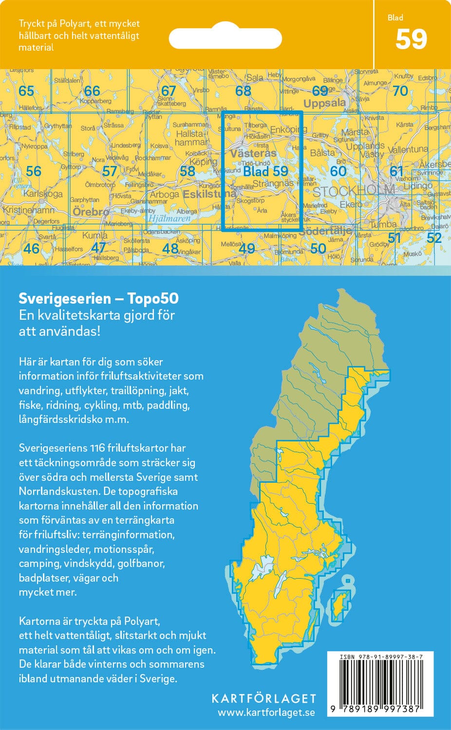 Carte topographique n° 59 - Västerås (Suède) | Norstedts - Sverigeserien carte de randonnée Norstedts