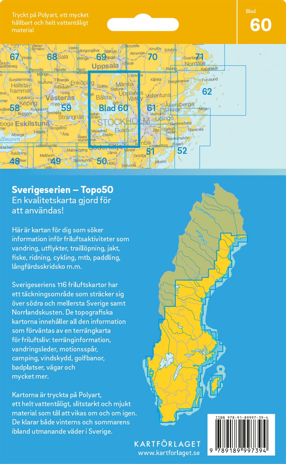 Carte topographique n° 60 - Östra Mälaren (Suède) | Norstedts - Sverigeserien carte de randonnée Norstedts
