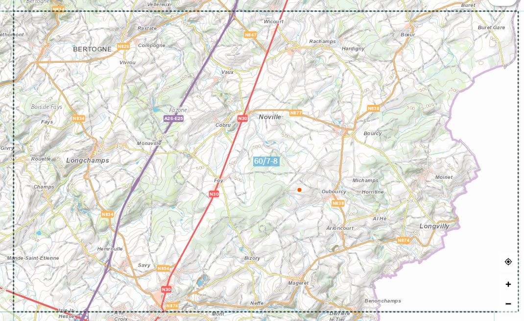 Carte topographique n° 60/7-8 - Bertogne (Belgique) | NGI topo 25 carte de randonnée IGN Belgique 