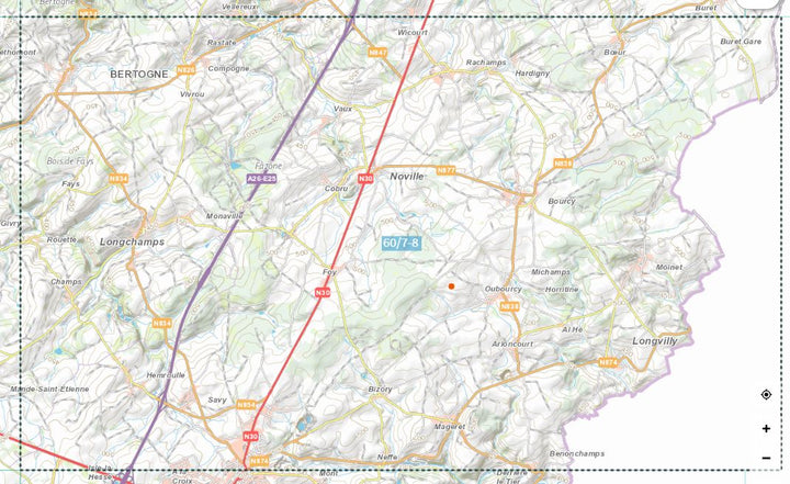 Carte topographique n° 60/7-8 - Bertogne (Belgique) | NGI topo 25 carte de randonnée IGN Belgique 