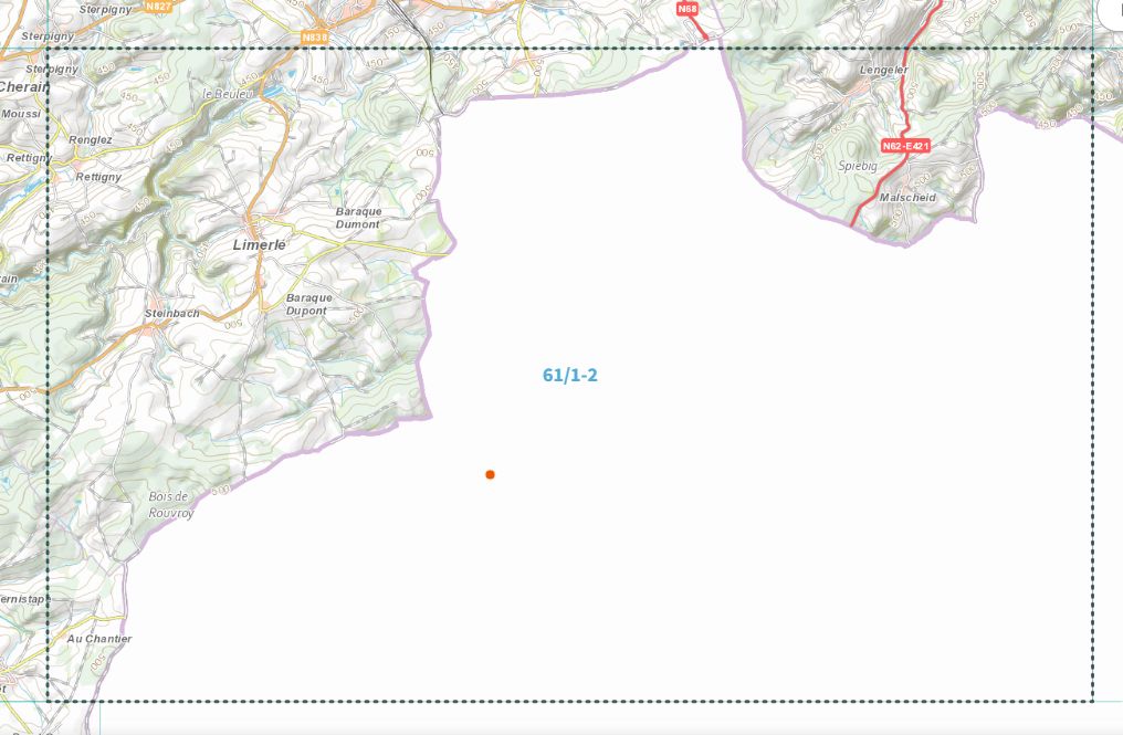 Carte topographique n° 61/1-2 - Limerlé (Belgique) | NGI topo 25 carte de randonnée IGN Belgique 