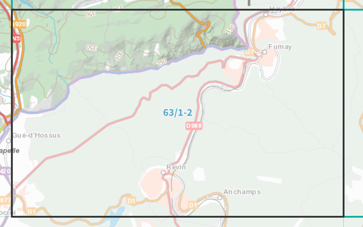 Carte topographique n° 63/1-2 - Moulin Manteau (Belgique) | NGI topo 25 carte de randonnée IGN Belgique 