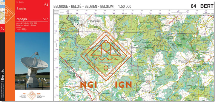 Carte topographique n° 64 - Bertrix (Belgique) | IGN belge - 1/50 000 carte de randonnée IGN Belgique 