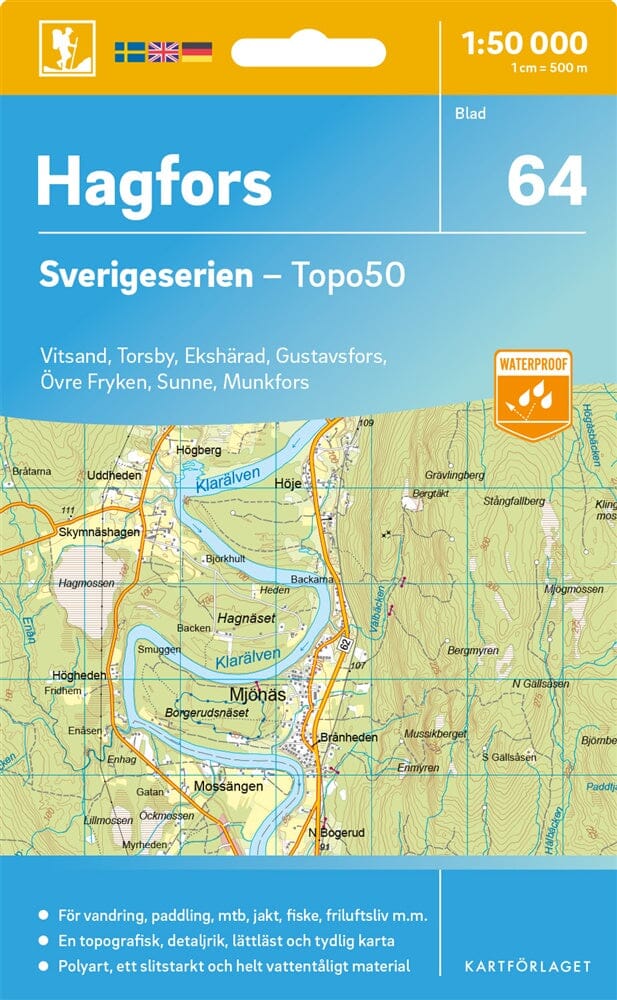 Carte topographique n° 64 - Hagfors (Suède) | Norstedts - Sverigeserien carte de randonnée Norstedts