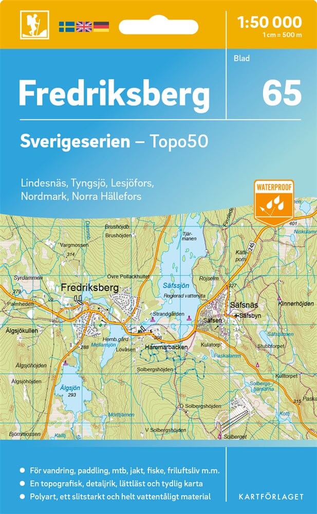 Carte topographique n° 65 - Fredriksberg (Suède) | Norstedts - Sverigeserien carte de randonnée Norstedts