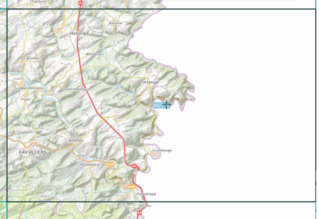 Carte topographique n° 65/7-8 - Martelange (Belgique) | NGI topo 25 carte de randonnée IGN Belgique 